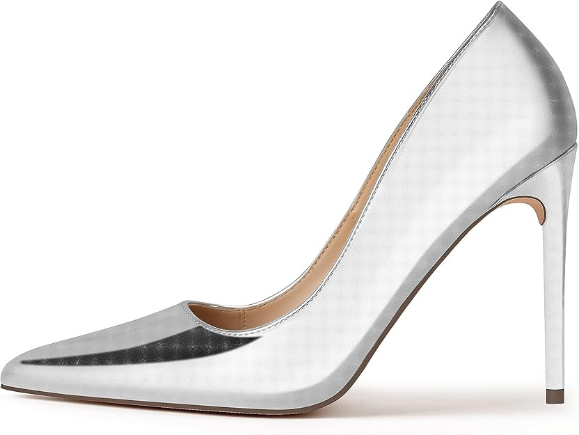 Women's Pumps Slip On High Heels with Pointed Toe 4Inch Stiletto Bridal Party Dress Heels for Cas... | Amazon (US)