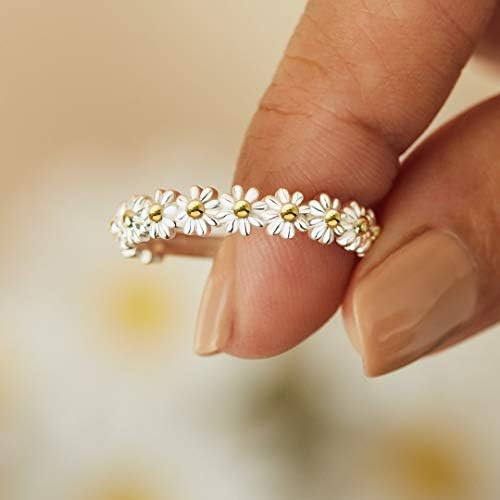 I Think About You Every Daisy Ring Tiny Dainty Simple Flower Ring 925 Sterling Silver Rings Stacking | Amazon (US)