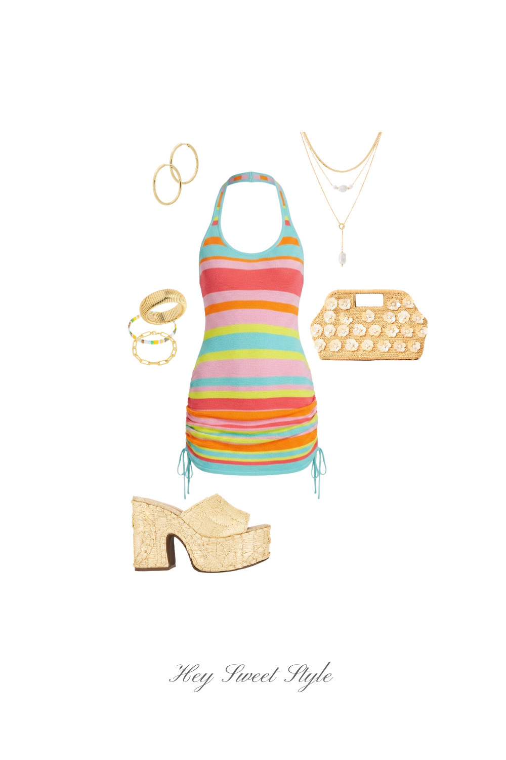 Summer Going Out Outfit: Striped Halter Dress ★ 

 