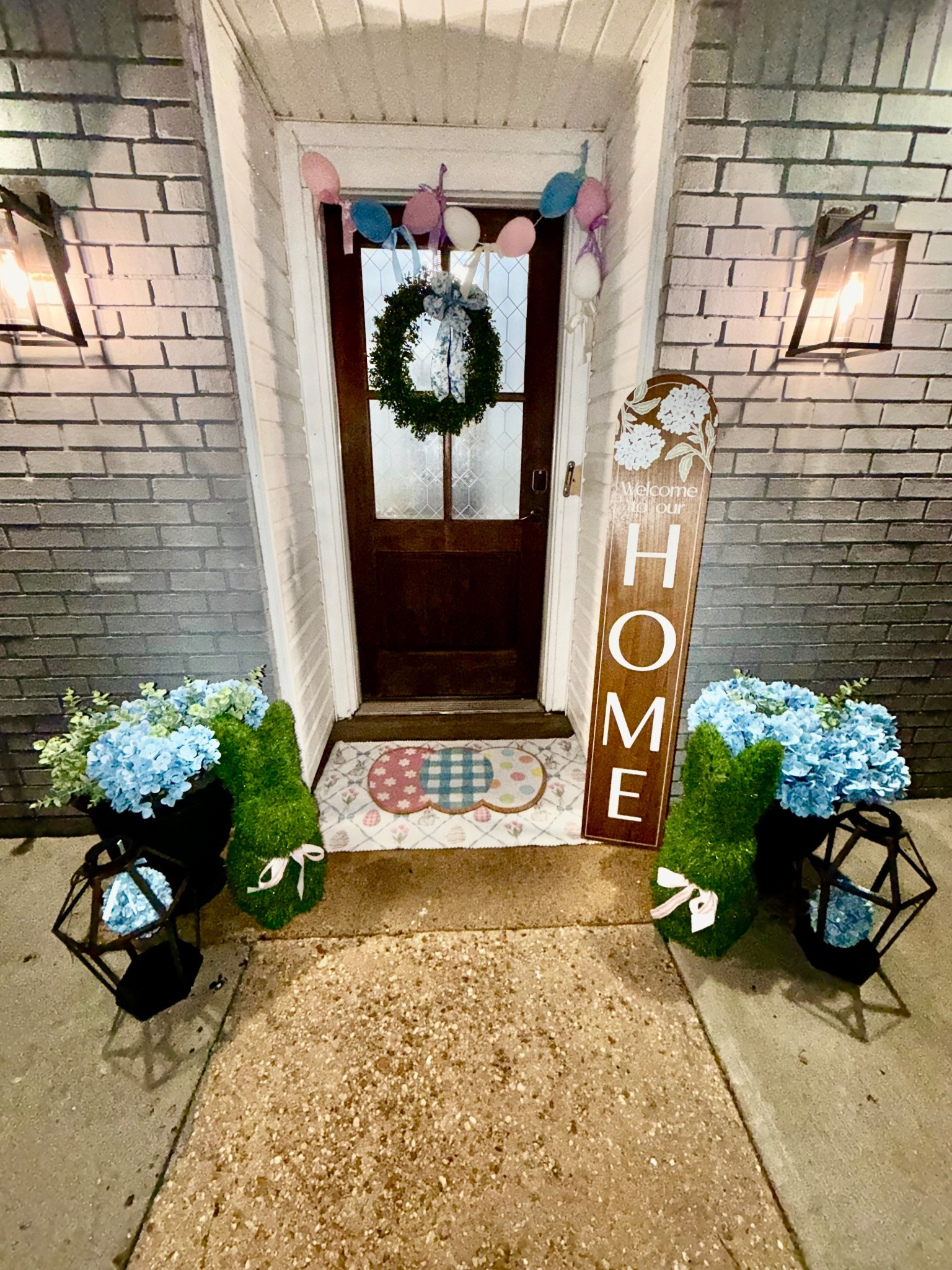 Giving my front porch a little spring glow-up 💐 Hydrangeas, bunnies, and the sweetest pastel touches. Shop the look on my LTK!