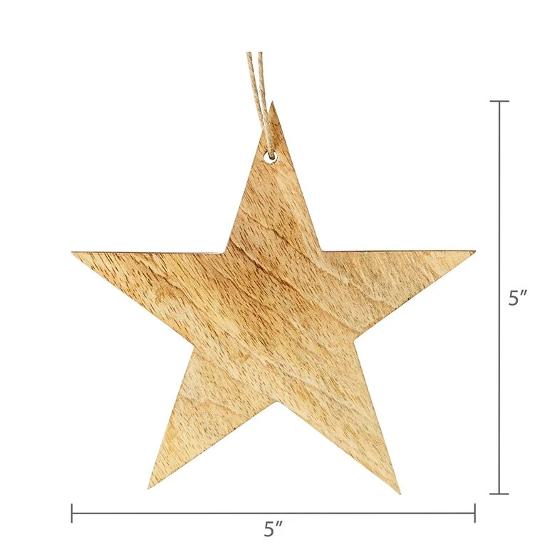 Natural Wood Star Christmas Ornament, 5", by Holiday Time | Walmart (US)