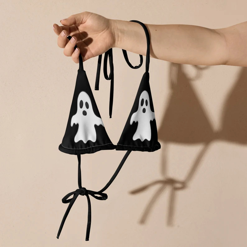 Halloween Fall Ghost Bikini Top - Etsy | Etsy (US)