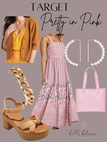 Spring outfit idea from target.
Spring/summer dress, knit button down sweater, wedges, sandals, purse, jewelry. 

#LTKSeasonal #LTKstyletip #LTKFind