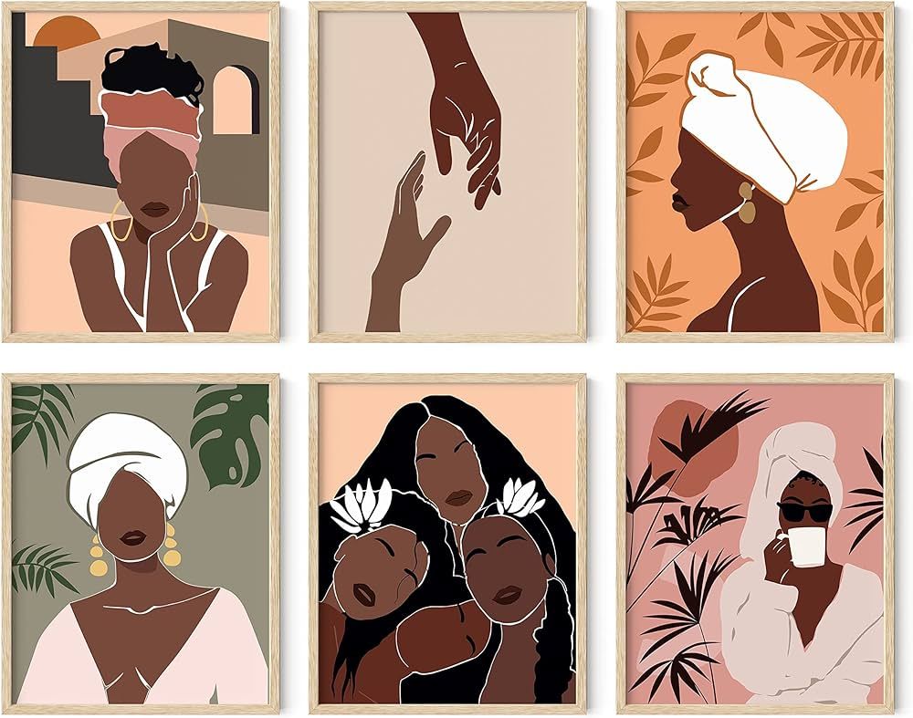 Haus and Hues Black Woman Wall Art - Set of 6 African American Women Wall Art, African American A... | Amazon (US)