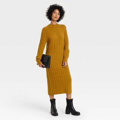 Women's Long Sleeve Ribbed Knit Sweater Dress - A New Day™ | Target