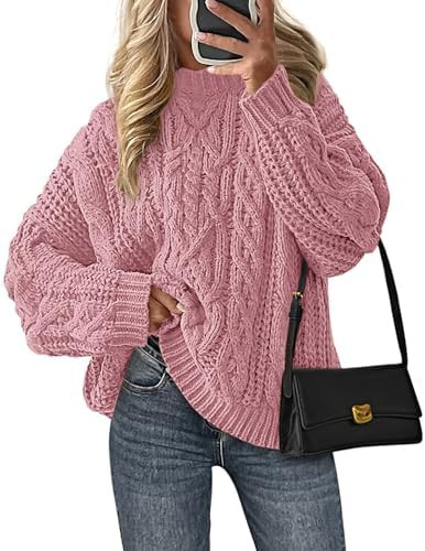 PRETTYGARDEN Women's Oversized Fall Sweaters 2026 Casual Long Sleeve Crewneck Chunky Cable Knit P... | Amazon (US)