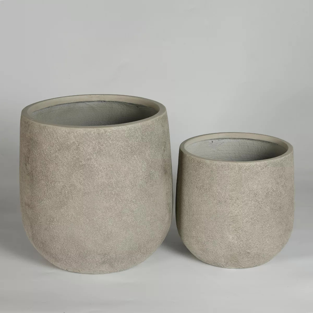 GDFStudio Hector Modern Round Lightweight Concrete Outdoor Planter Pots with Drainage Holes (Set ... | Target