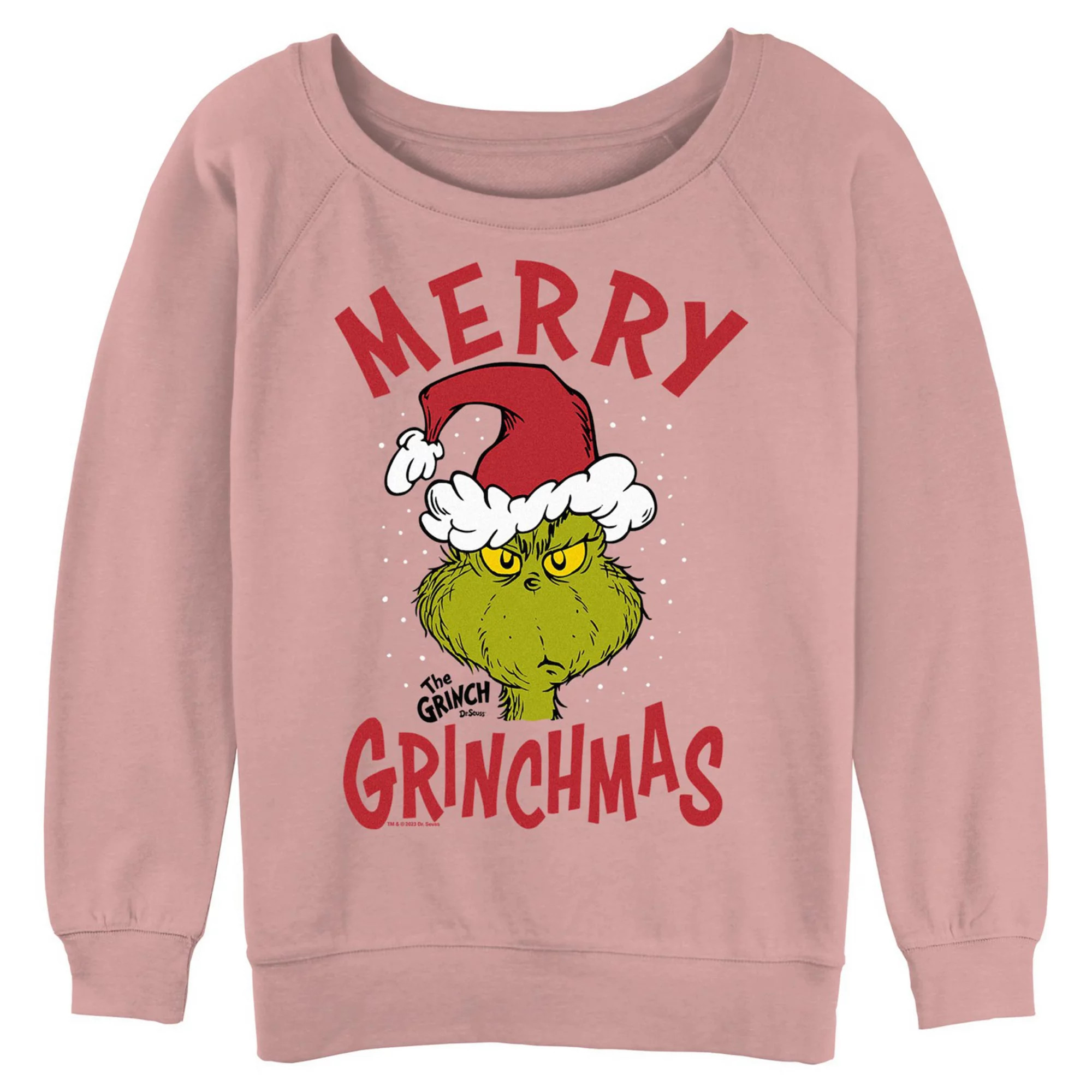 Juniors' The Grinch Merry Grinchmas Long Sleeve Slouchy Terry Pullover | Kohl's