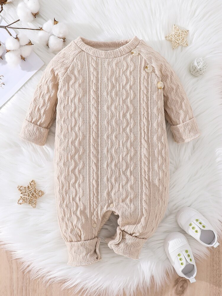 Baby Textured Raglan Sleeve Jumpsuit | SHEIN