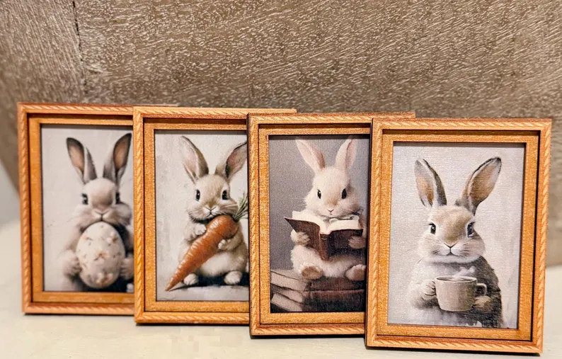 Decorative art framed Easter Bunny magnets | Etsy (US)
