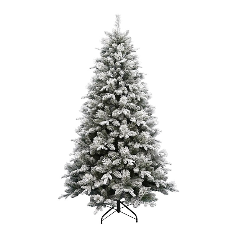 (B24) Pre-Lit LED Flocked Stella Spruce Christmas Tree, 7' | At Home