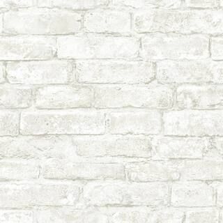 Chesapeake Arlington Off-White Brick Paper Pre-Pasted Wallpaper Roll (Covers 56.4 Sq. Ft.) 3115-1... | The Home Depot