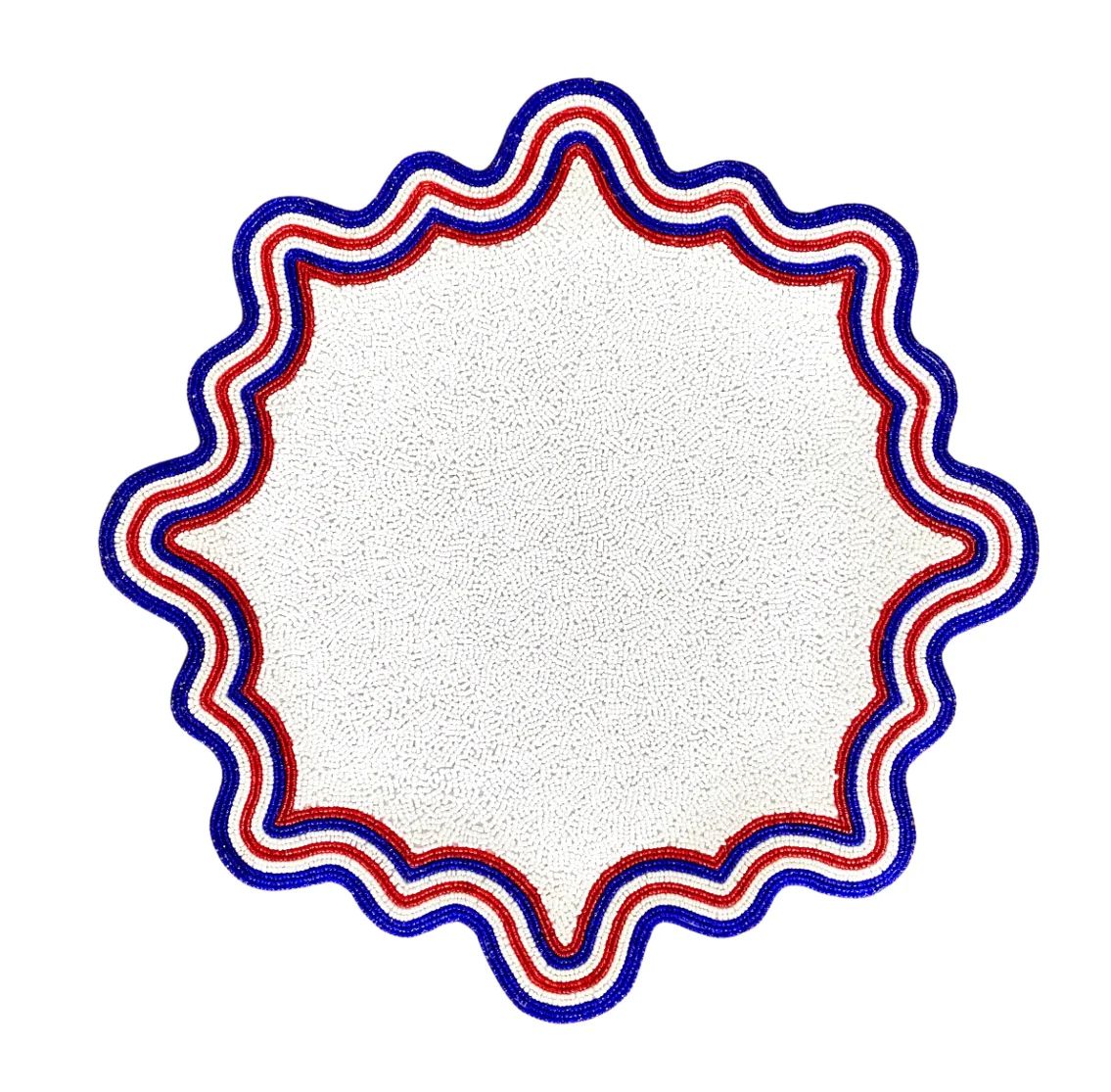 Red, White and Blue Hand Beaded Placemat | Beth Ladd Collections
