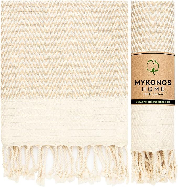 Mykonos Turkish Hand Towel Set of 2 - 40x19 Inches 100% Pure Cotton Exclusive Decorative Hand Tow... | Amazon (US)