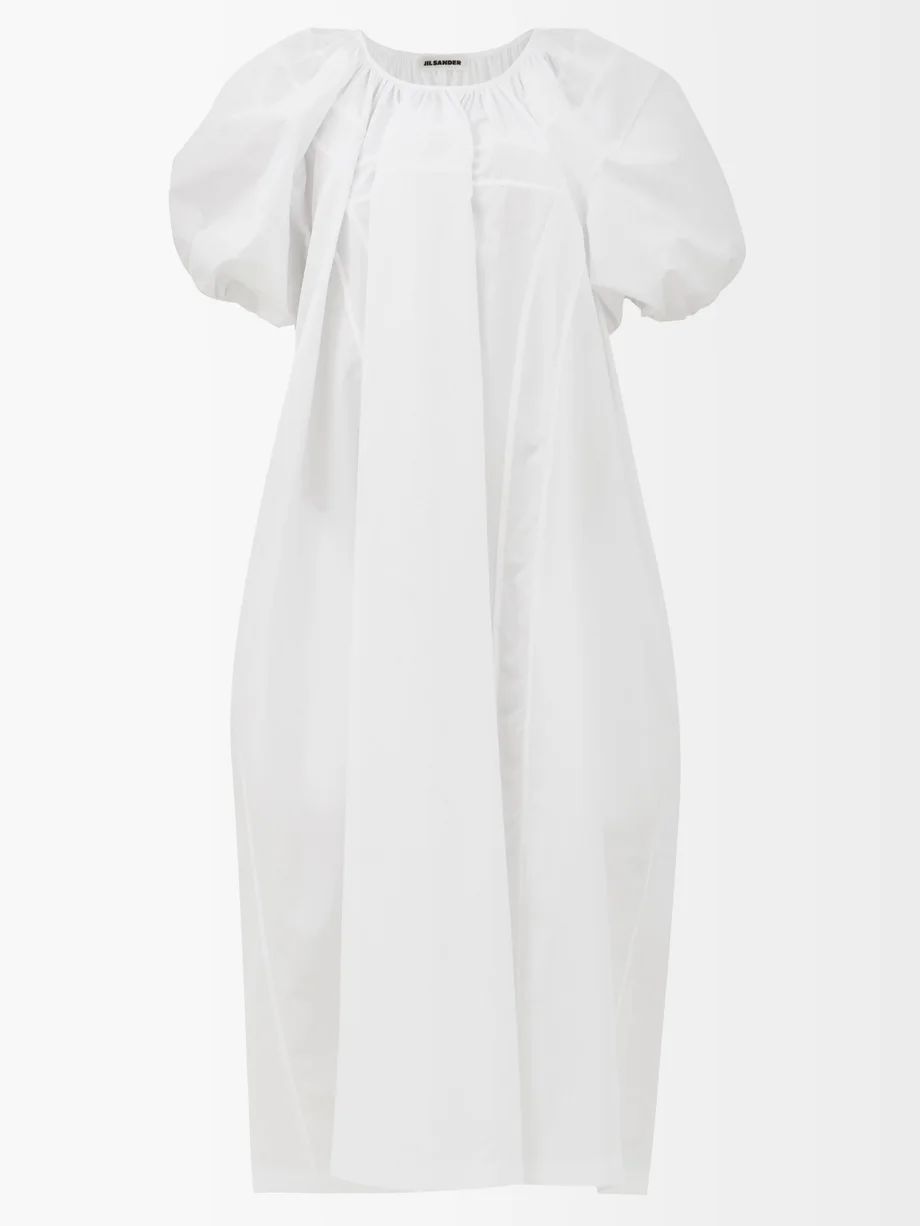 Puff-sleeve organic cotton-poplin midi dress | Jil Sander | Matches (US)