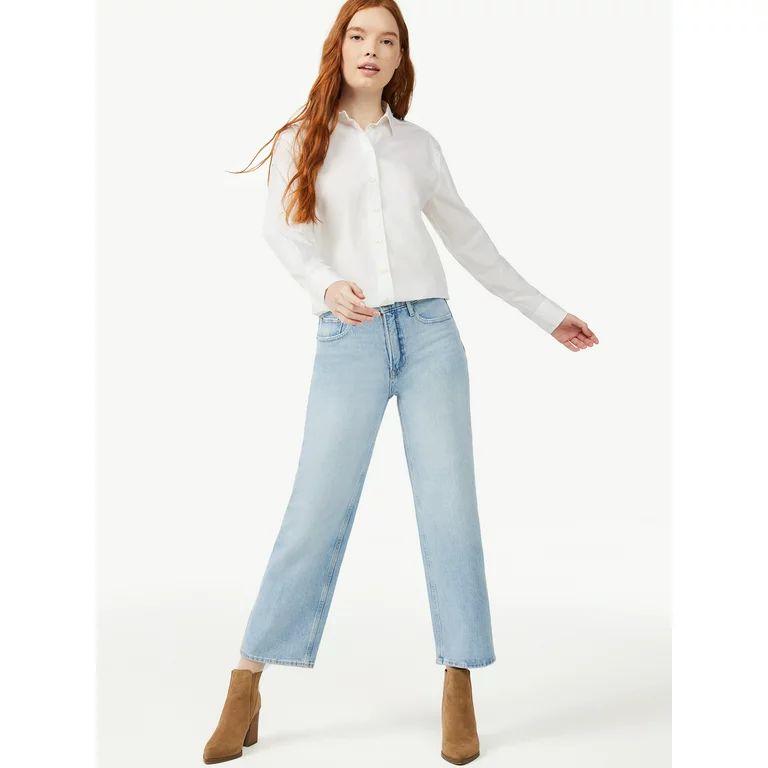 Free Assembly Women's Button-Front Blouse with Blouson Sleeves | Walmart (US)
