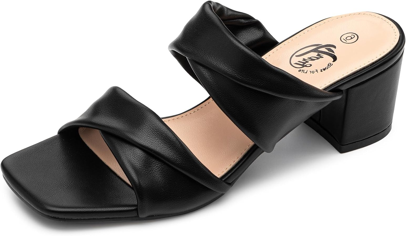 Trary Women's Sandals, Square Toe Heels Sandals, 2inch Black White Nude Chunky Block Heels Sandal... | Amazon (US)