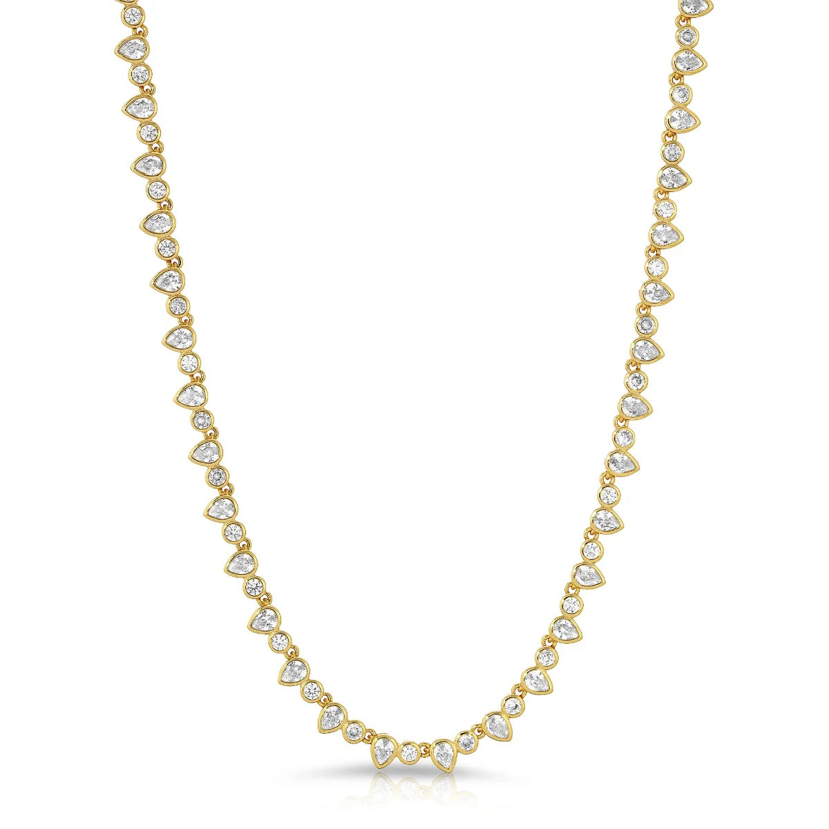 Teardrop Tennis Necklace- Clear/gold - 15.5 inch | Elizabeth Stone Jewelry