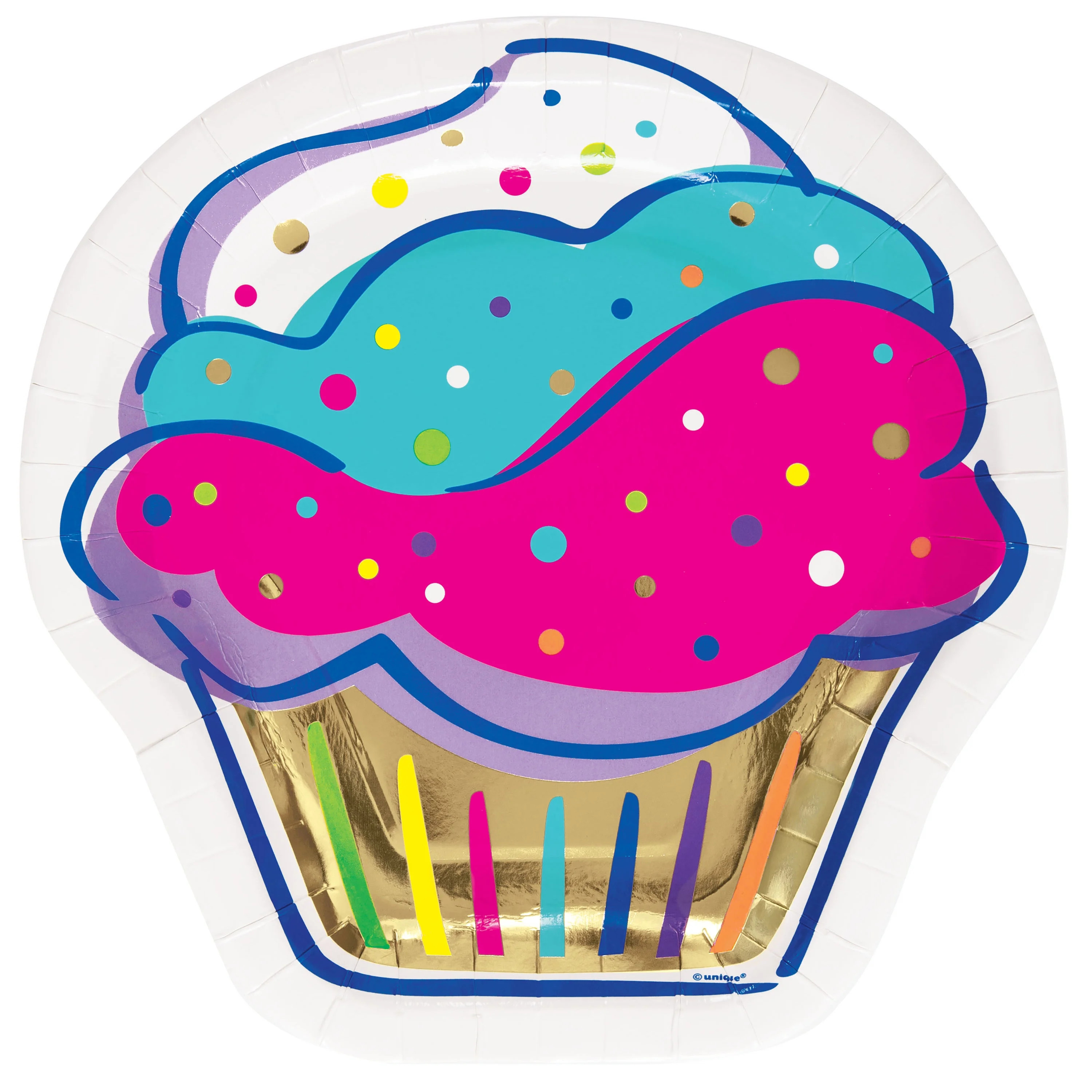 Way to Celebrate! Cupcake Shaped Paper Dessert Plates, 8.25in, 10ct - Walmart.com | Walmart (US)