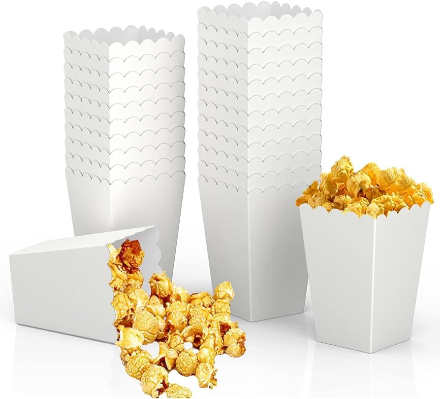 36 Pack White Popcorn Boxes, 2.2 x 4.2 x 3 inch Mini Popcorn Boxes for Movie Night Decorations | Amazon (US)