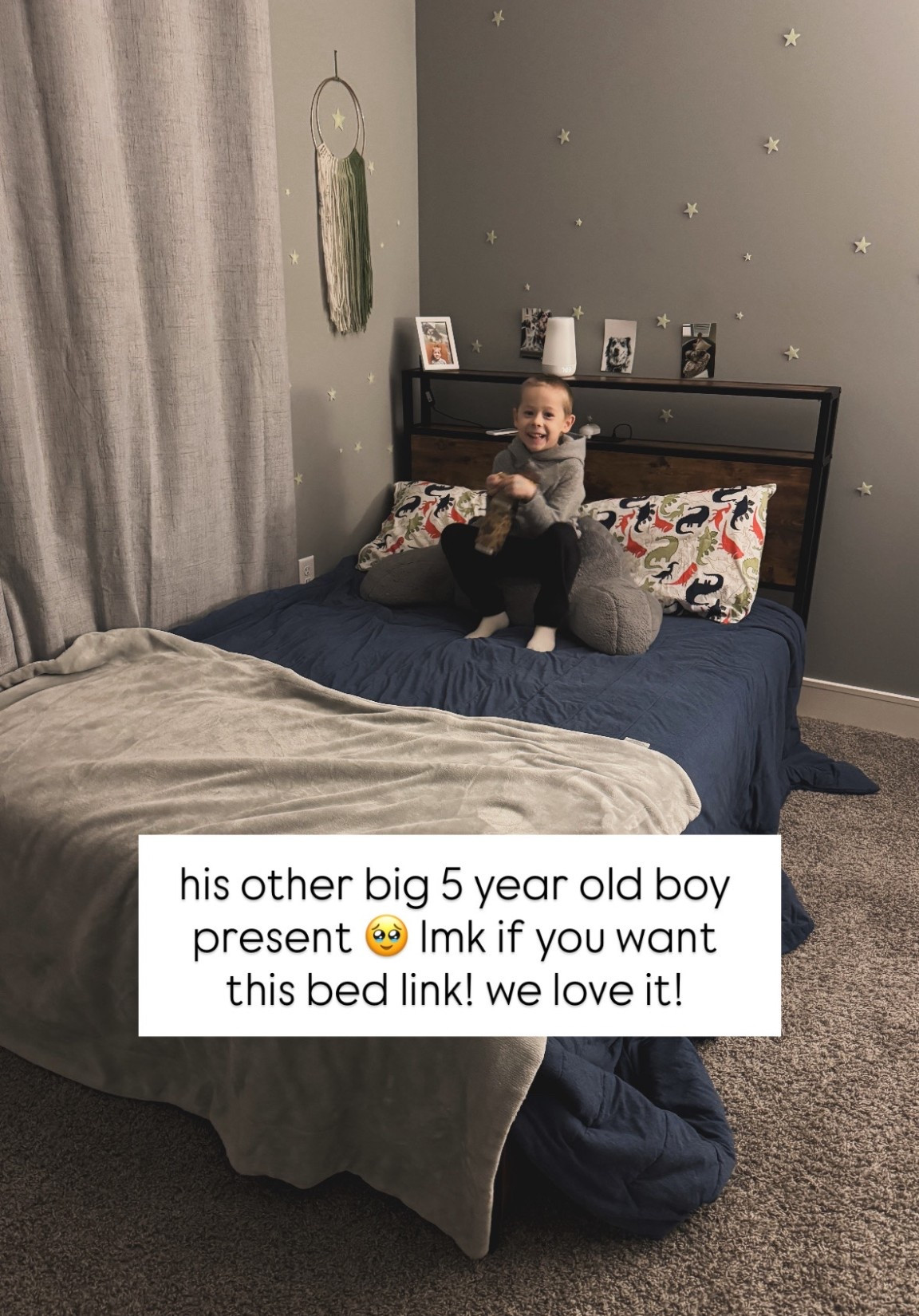 We’ve been so happy with this bed frame for my 5 year old son! Sturdy, easy to assemble, storage underneath, no box spring required, shelves and lights up top which he loves 

Kids / toddler bedroom 

#LTKHome #LTKmomlife #LTKKids