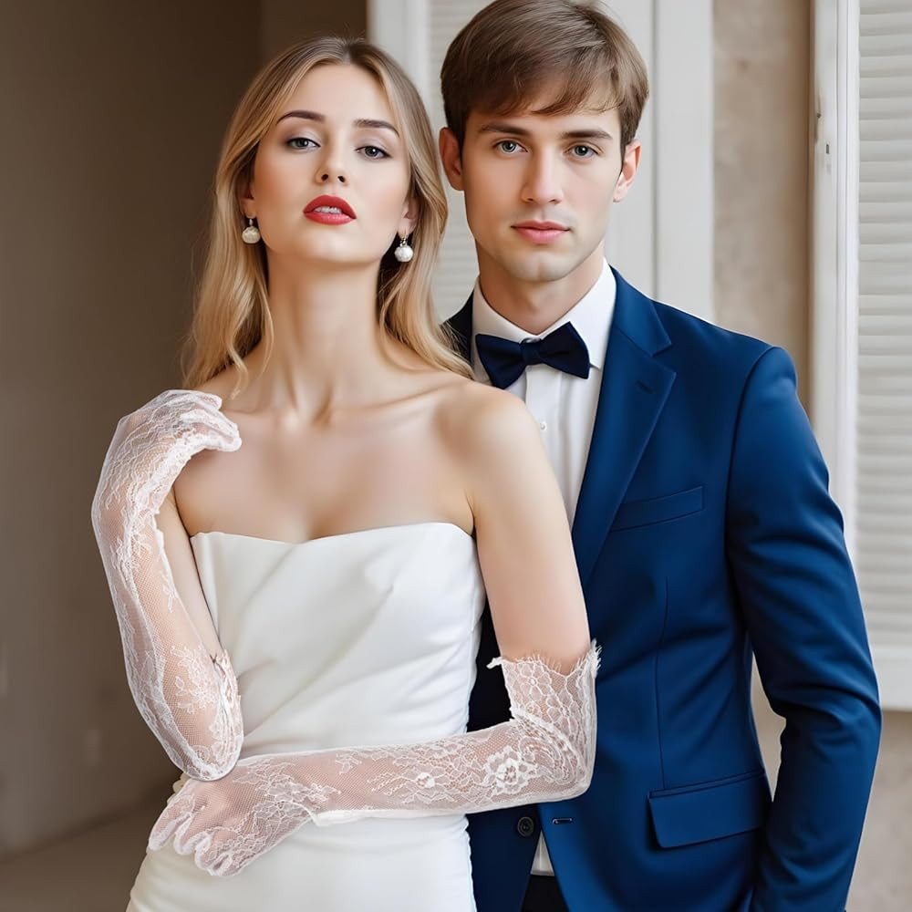 1920s Elbow Length Bridal Wedding Glove Women's Long Lace Floral Gloves Lace Gloves Elegant Flora... | Amazon (US)