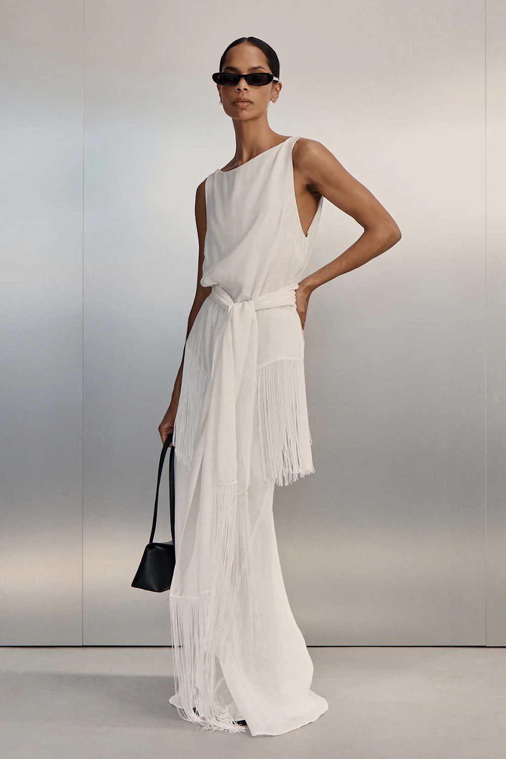 FIORA WHITE CUPRO FRINGE SCARF | DISSH
