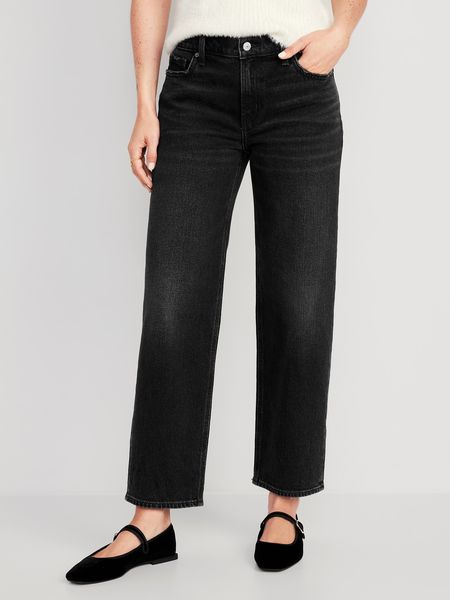 Mid-Rise Boyfriend Loose Black Jeans for Women | Old Navy (US)