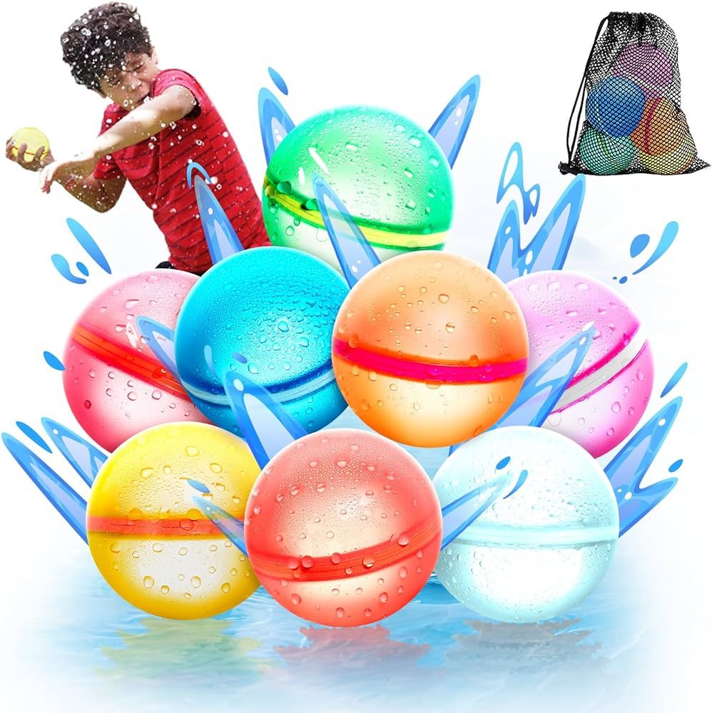 【8 Pack】Magnetic Reusable Water Balloons Fast Refillable for Kids Outdoor Activities, latex-f... | Amazon (US)