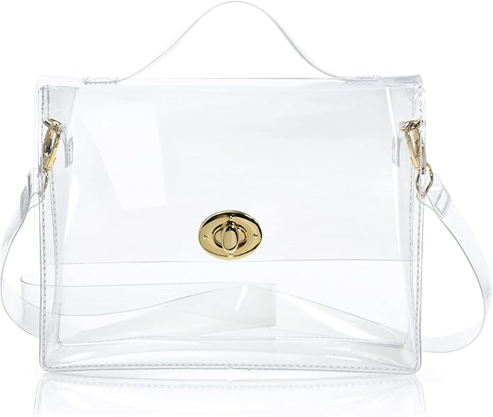 Clear Bag with Turn Lock Closure Women's Cross Body Handbags Stadium Approved | Amazon (US)