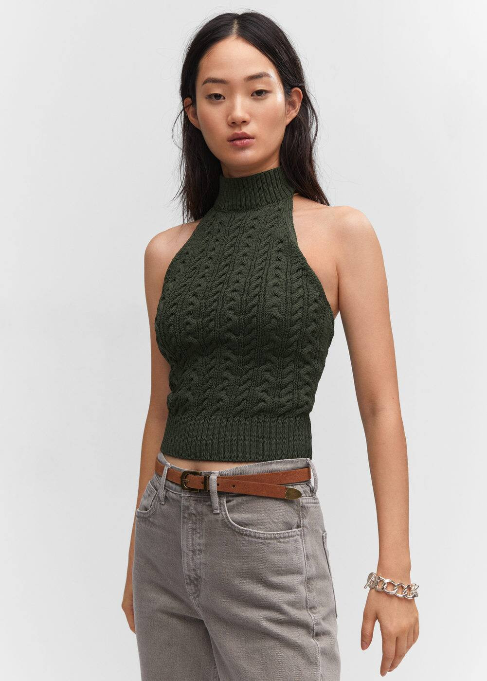 Halter-neck knitted top | MANGO (US)