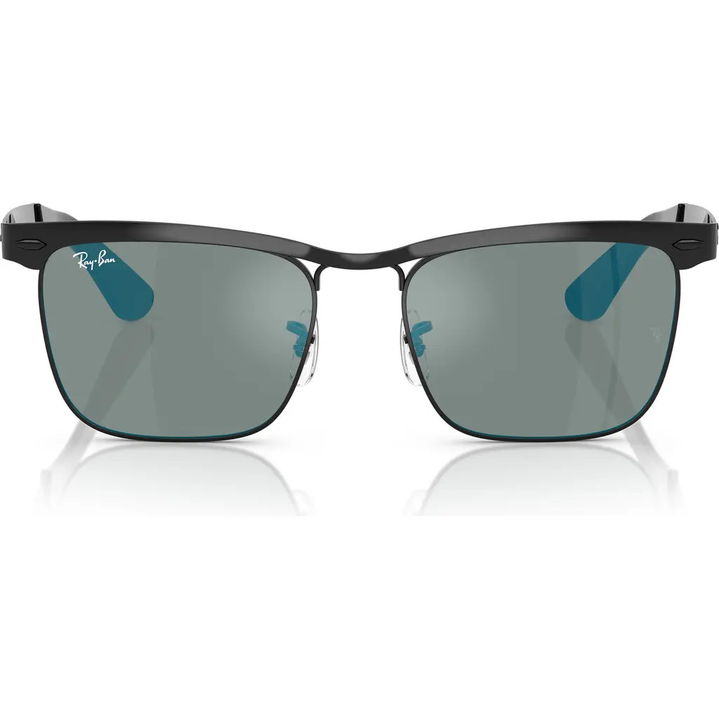 Ray-Ban 53mm Wayfarer Deluxe Square Sunglasses in Black/brown Mirror Turchese at Nordstrom | Nordstrom