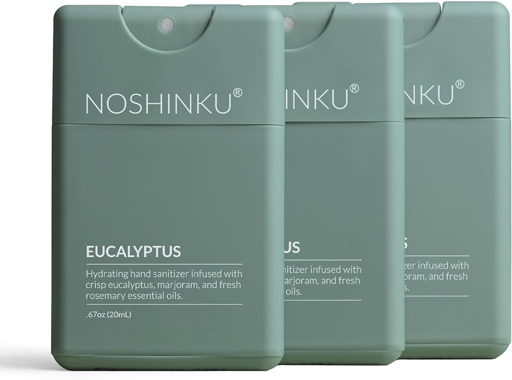 Noshinku - Refillable Hand Sanitizer Eucalyptus 3-Pack, Travel Size Spray with Hydrating Botanica... | Amazon (US)