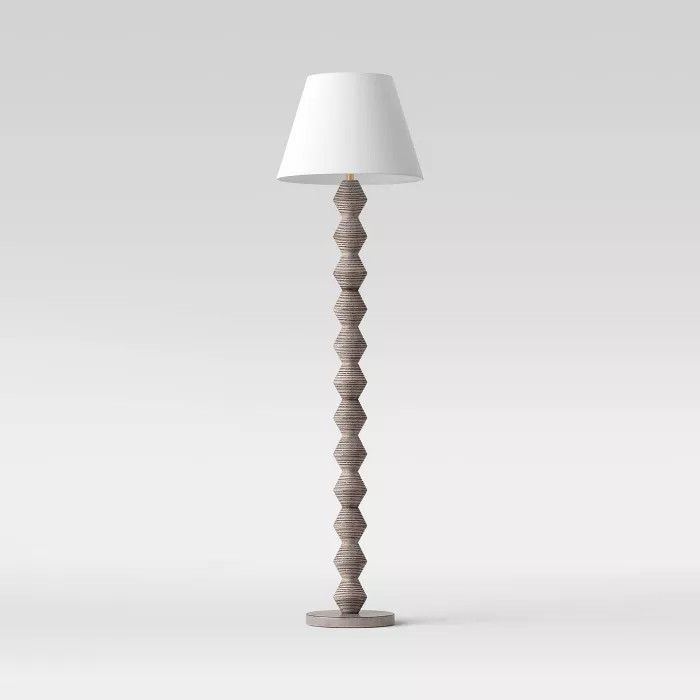 Faux Wood Geo Floor Lamp Brown (Includes LED Light Bulb) - Threshold™ | Target