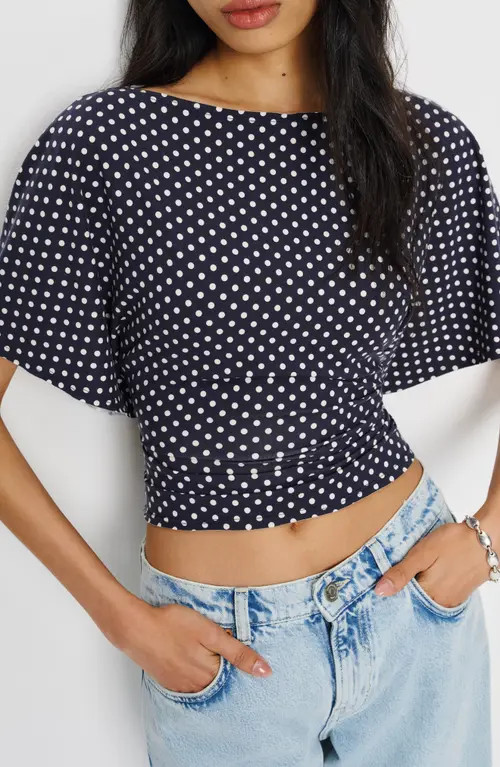 Reformation Avery Boatneck Knit Top in Dream Dot at Nordstrom, Size X-Large | Nordstrom
