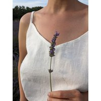 White Linen Top Blanes - Loose-Fitting Cut Linen Oversize Summer V-Neck Top With Thin Slip-Style Straps | Etsy (US)