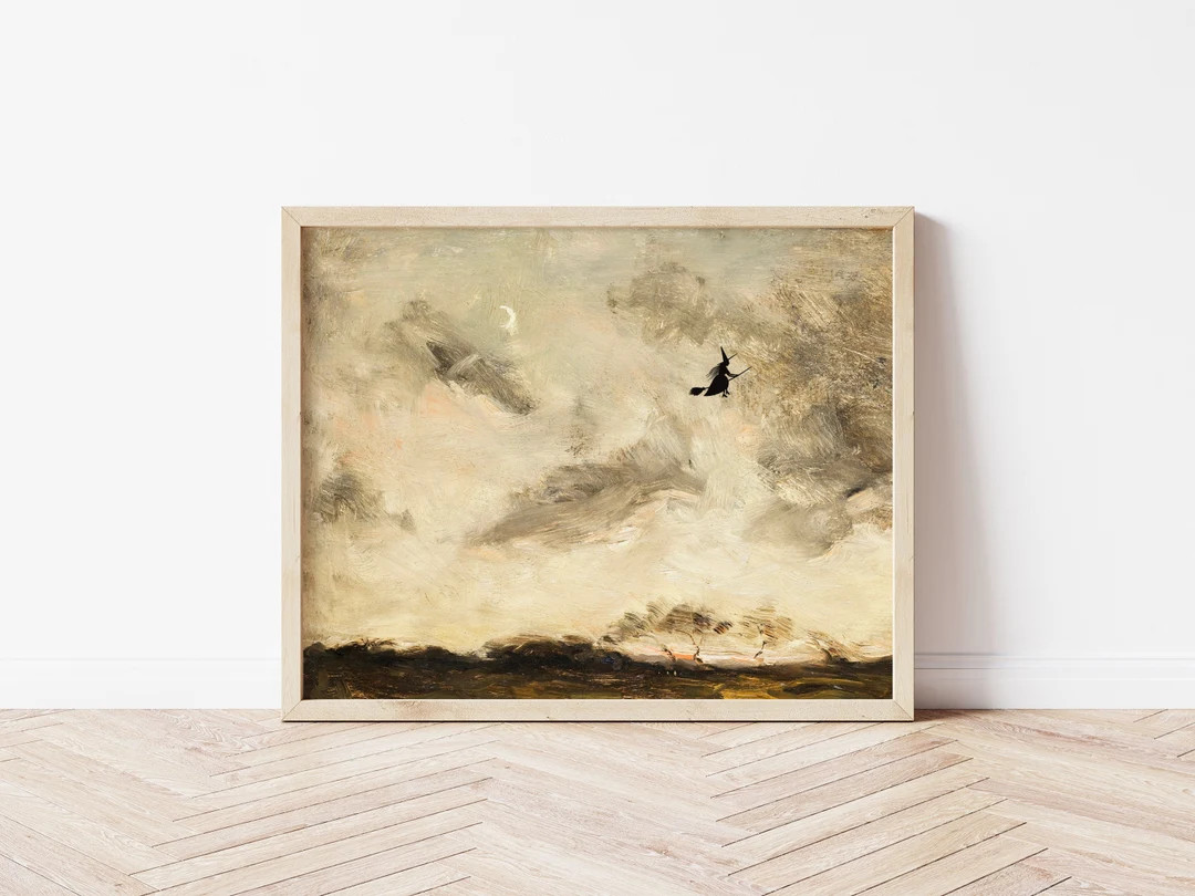 Printable Art | Vintage Witch Silhouette Landscape | Halloween | Fall Landscape | Moody | Fine Ar... | Etsy (Global)