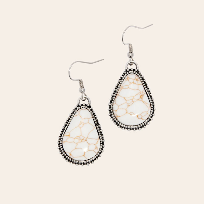 Rockin' C Silver and Cream Teardrop Earrings | Cavender's