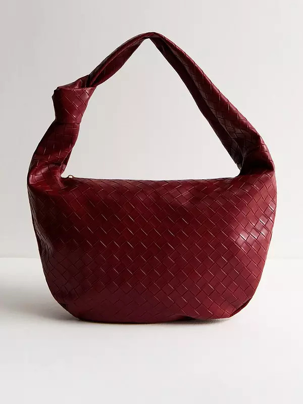 New Look Burgundy Leather-look Weave Shoulder Bag | Very (UK)