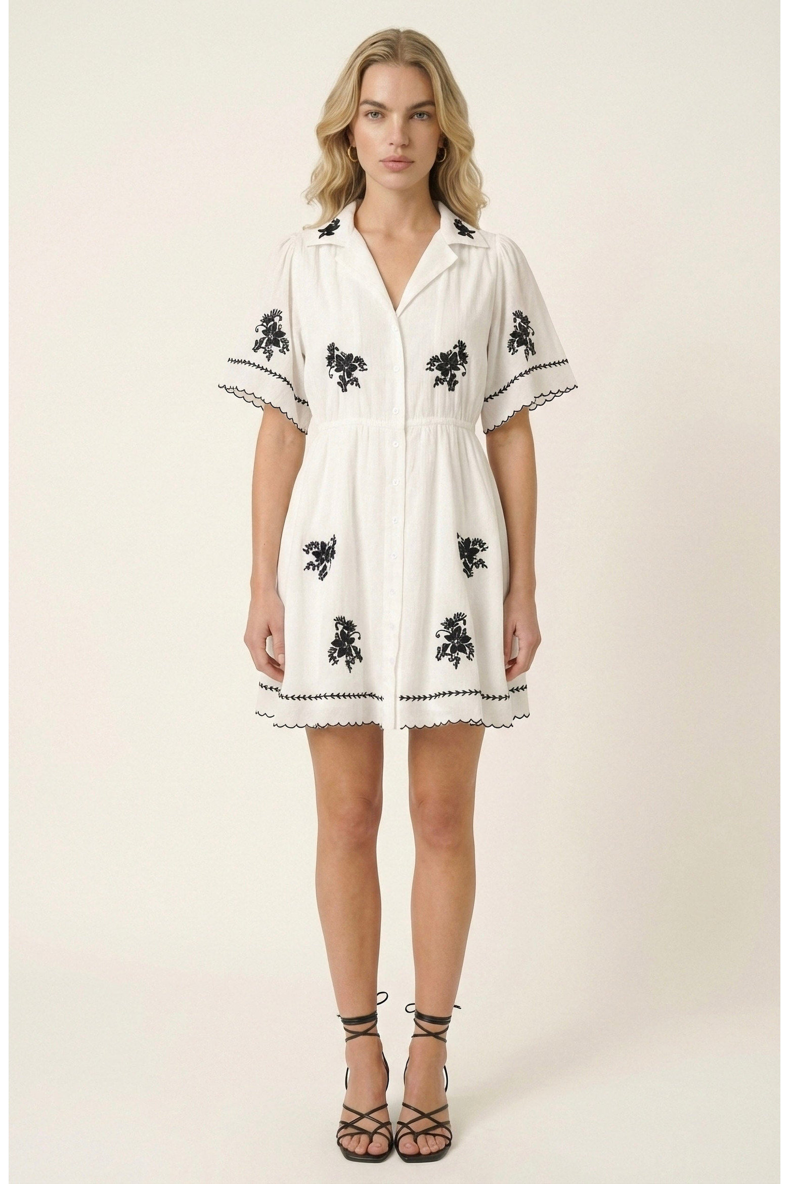 Short-Sleeve Button-Front Embroidered Shirt Dress (Women) | Nordstrom | Nordstrom