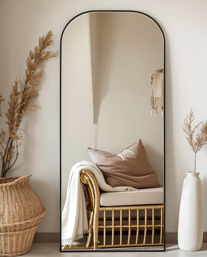 Full Length Mirror, 71"x28" Oversized Floor Mirror Freestanding, Arched Floor Standing Large Mirr... | Amazon (US)