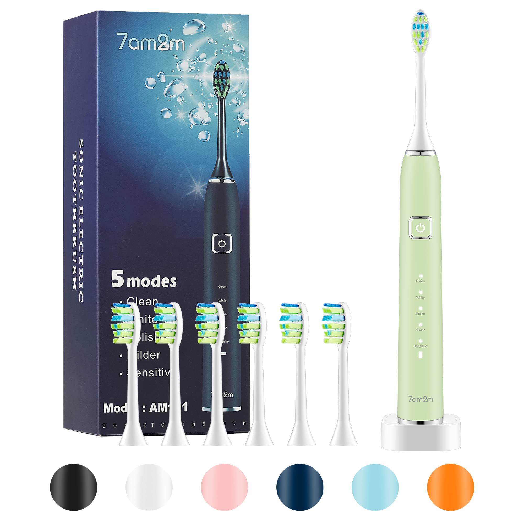 Sonic Electric Toothbrush with 6 Brush Heads for Kids and Children, One Charge for 90 Days, Wireless | Amazon (US)