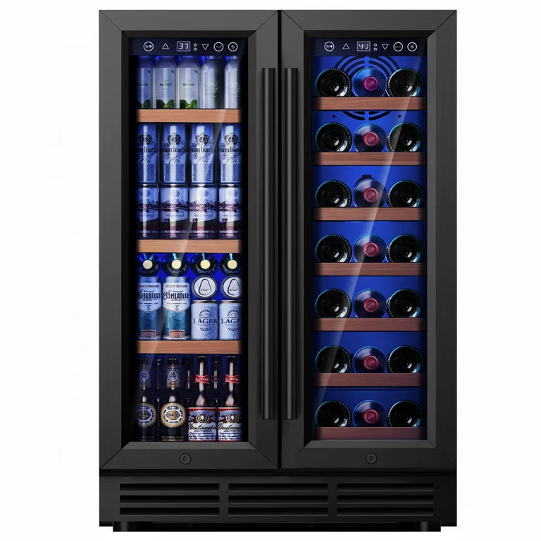 Simzlife 24 Inch Dual Zone Beverage Refrigerator with Glass Door Hold 21 Bottles & 88 Cans,Built-... | Walmart (US)