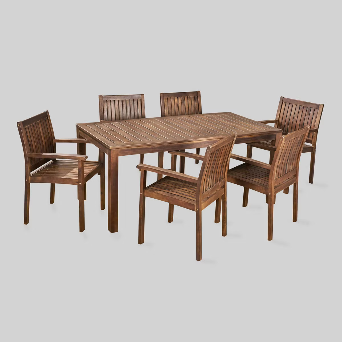 Fallon 7pc Acacia Wood Patio Dining Set: Weather-Resistant, 6 Arm Chairs - Christopher Knight Hom... | Target