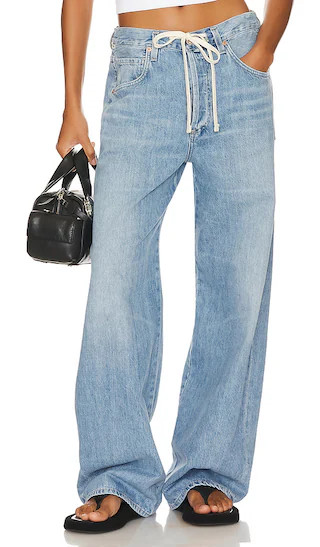 Petite Brynn Drawstring Jeans in Blue Lace | Revolve Clothing (Global)