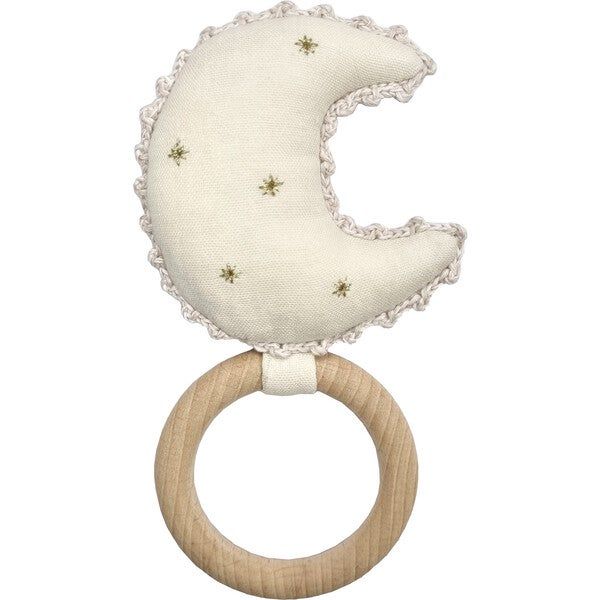 Cotton Moon Ring Rattle, Multicolors | Maisonette