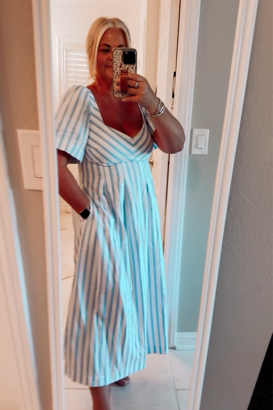 Love this easy breezy summer dress☀️the blue & white stripes are so fun for summer & the pockets are 🙌🏻

#LTKMidsize #LTKSeasonal #LTKOver40