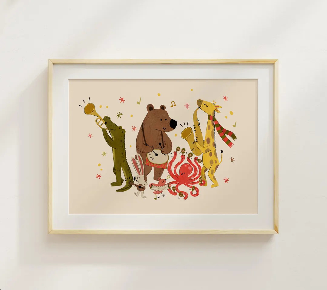 Animal Music Parade Print: Whimsical Nursery Wall Art - Etsy | Etsy (US)