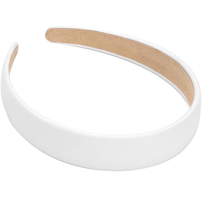 WantGor 1 Inch PU Leather Headband, Wide Padded Hairband Fashion Hair Bands Cute Womens Headbands... | Amazon (US)