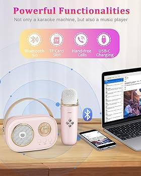 PRUNUS Mini Karaoke Machine for Kids&Adults,Portable Bluetooth Speaker with 2 Wireless Microphone... | Amazon (US)